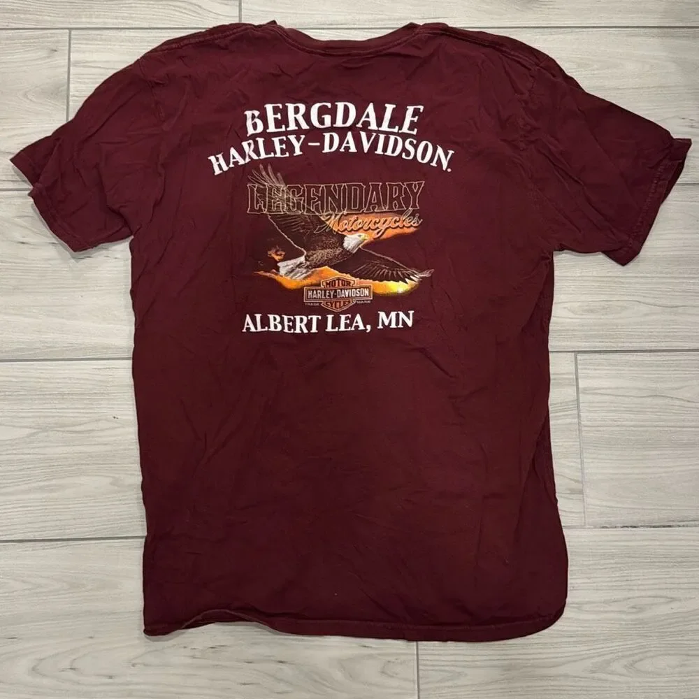 Harley Davidson men’s t-shirt size xl BERGDALE HARLEY-DAVIDSON," "LEGENDARY Mo - Picture 1 of 7